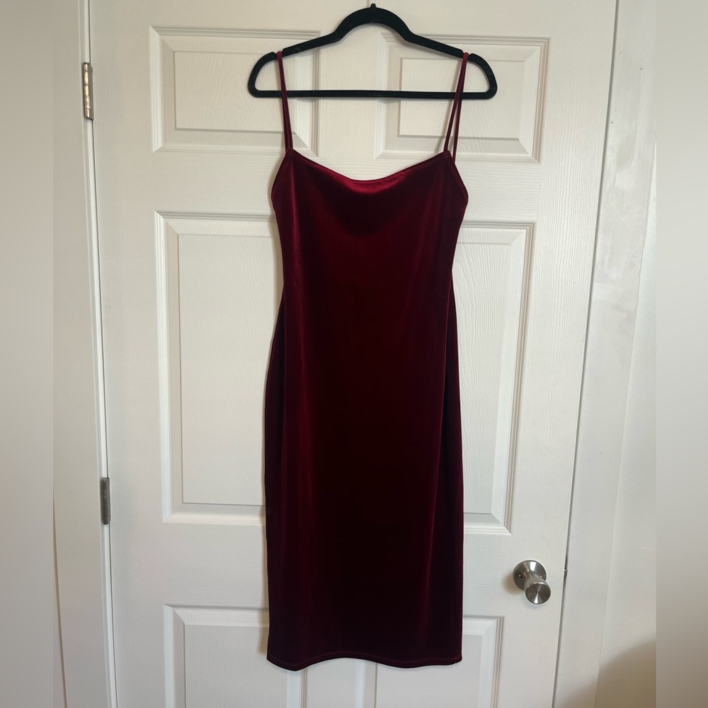 Reformation Merel Velvet Dress Bodycon Midi Backless Red Medium